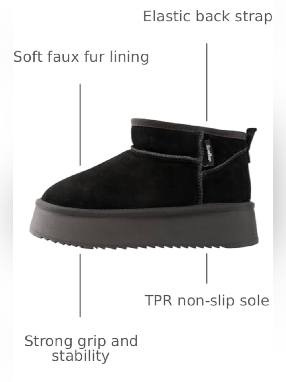NWT Swalker Snow Boots Suede Faux Fur Lining Booties Slip Comfort Ankle Boots - Picture 5 of 7